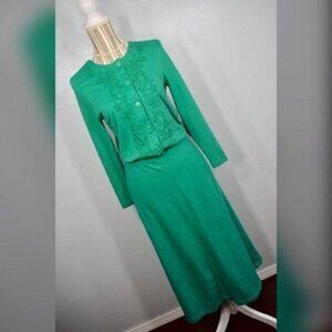 Vintage 80s Liz Claiborne Embroidered Dress Size Small